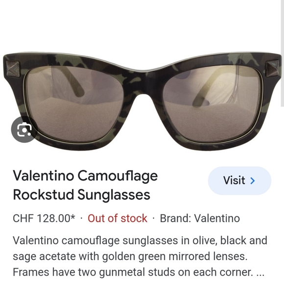 Valentino resin camo wayfarer silver mirrored sunglasses 👓 - Picture 3 of 14